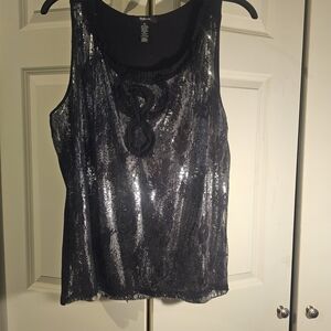 Style & Co. Black Sequined Scoop Neck Tank